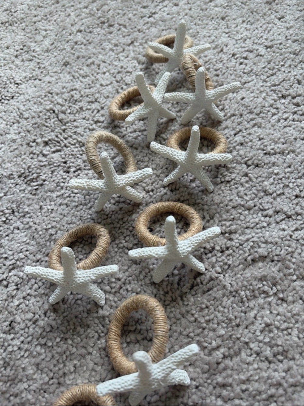 50 White Starfish Napkin Rings with Natural Rope by - Picture 1 of 2